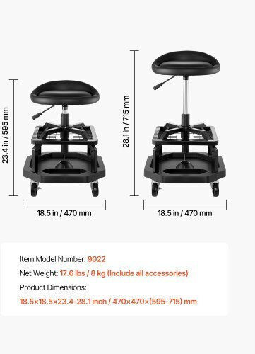 Vevor Σκαμπό Εργασίας με Μέγιστο Φορτίο 136kg και Αποθηκευτικό Χώρο