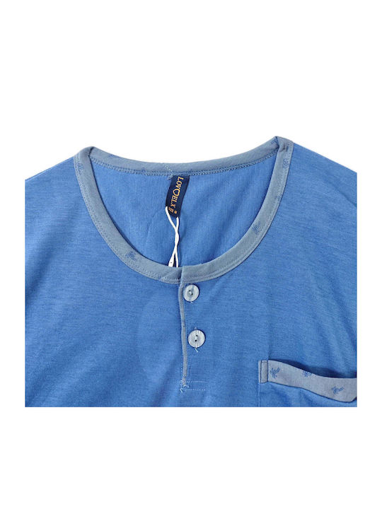 Ustyle Men's Summer Pajamas Set Light Blue