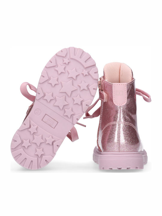 Kids Boots from Patent Leather with Zipper Pink