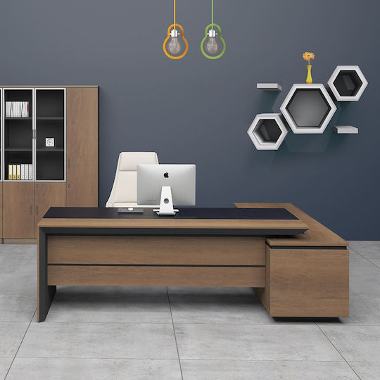 Επαγγελματικό Γραφείο Proline 200x85x75εκ. Καρυδί Δρυς - Μαύρο