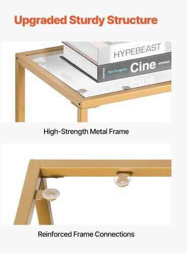 Console Table Metal with Glass Surface Golden L100xW30xH72.9cm