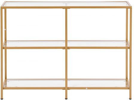Console Table Metal with Glass Surface Golden L100xW30xH72.9cm