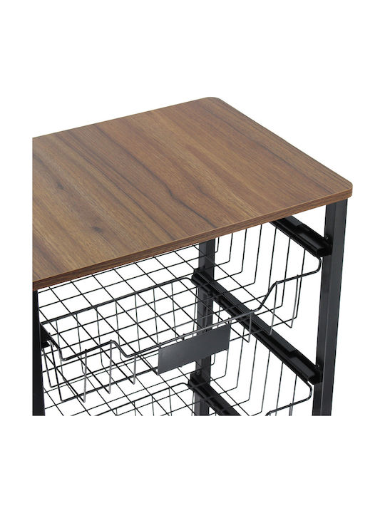 Keskor Kitchen Trolley Metallic 3 Tiers Black 42x31x69.5cm