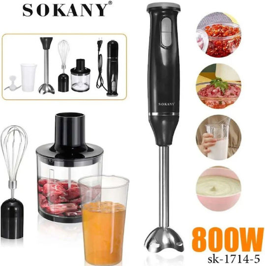 Sokany SK-1714-5 Hand Blender with Inox Rod 800W Black