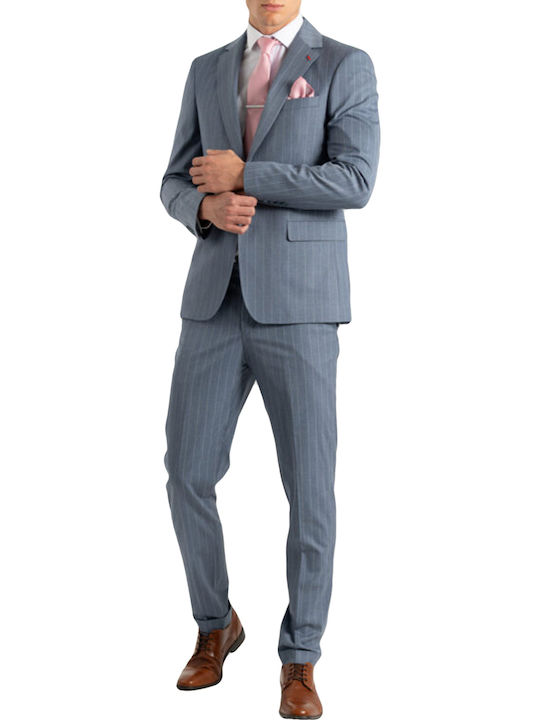 Men's Suit Striped light blue