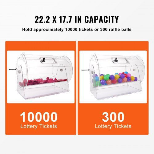 Vevor Acrylic Raffle Drum Holds 10000 Tickets 300 Raffle Balls Professional Raffle Ticket Spinning Cage 2 Keys Transparent Lottery Spinning Drawing Raffle Ticket Box Lottery Games Bing