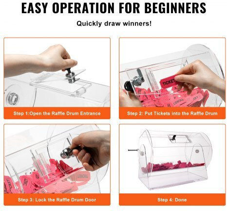 Vevor Acrylic Raffle Drum Holds 10000 Tickets 300 Raffle Balls Professional Raffle Ticket Spinning Cage 2 Keys Transparent Lottery Spinning Drawing Raffle Ticket Box Lottery Games Bing