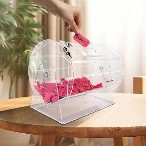Vevor Acrylic Raffle Drum Holds 10000 Tickets 300 Raffle Balls Professional Raffle Ticket Spinning Cage 2 Keys Transparent Lottery Spinning Drawing Raffle Ticket Box Lottery Games Bing