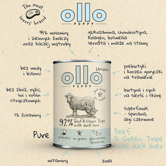 Wet Food for Puppies with Liver and Duck Gluten-Free 850gr