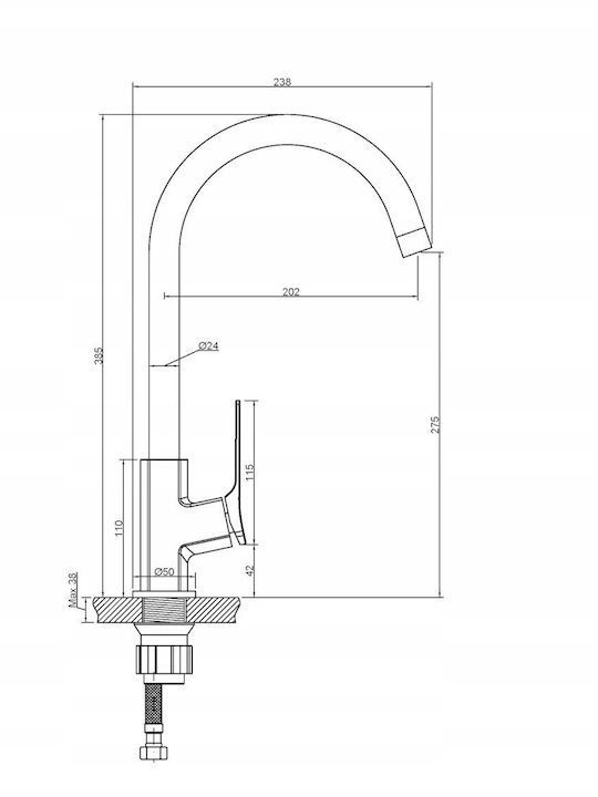 Invena Kitchen Faucet Counter Copper