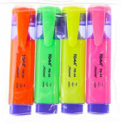 Toma Textmarker Yellow, Green, Pink, Blue