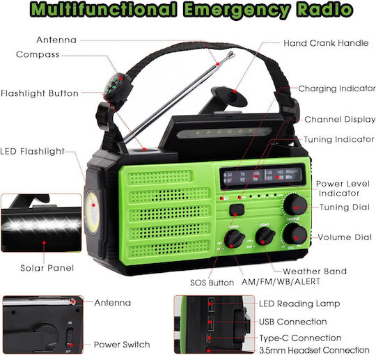 X001OLF9UN Tabletop Radio Solar with USB Green