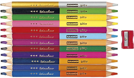 Double-sided Pencil Crayons Triangular Thick 12/24 Flamingo