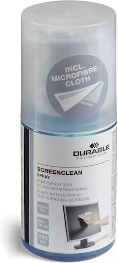 Durable Screenclean Spray Bildschirmreiniger und Tuch 200ml 2Stücke