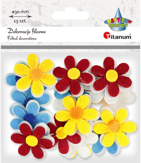 Titanum Decorative Flower for DIY Crafts Blue 15pcs 3x3cm