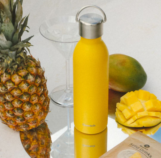 Qwetch Μπουκάλι Θερμός Ανοξείδωτο / Πλαστικό BPA Free 600ml Curry με Λαβή