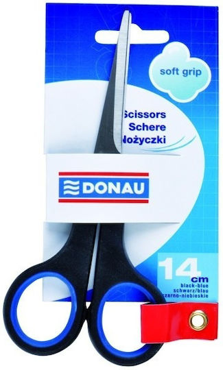 Donau Soft Grip Schere für Handwerksarbeiten 14cm mit Rostfreier Stahl Klingen Blau