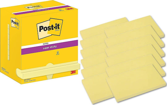 Αυτοκόλλητα Χαρτάκια 3m Post-it 76 X 127 Mm Super Sticky Κίτρινα 90 Φύλλα 655-12sscy-eu Mmm65512sscyeu