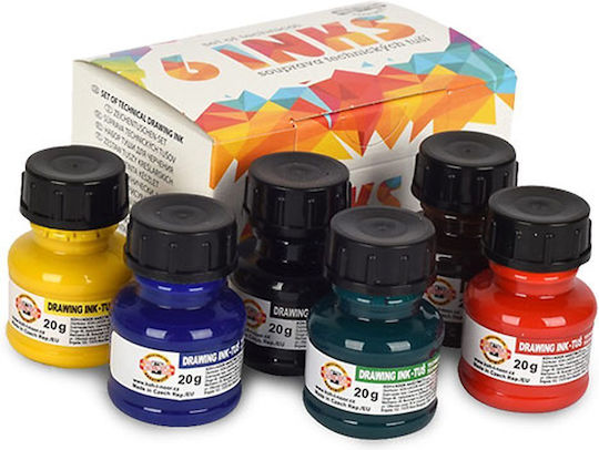 Koh-I-Noor 6 Ανταλλακτικά Μελάνια για Στυλό Μαύρα 20ml
