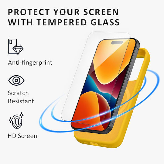 Kalibri Back Cover Σιλικόνης / Πλαστικό / Tempered Glass Κίτρινο (iPhone 15 Pro)