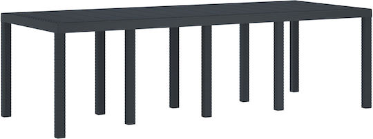 Τραπέζι Εξωτερικού Χώρου Rattan Ανθρακί 250x100x73εκ.