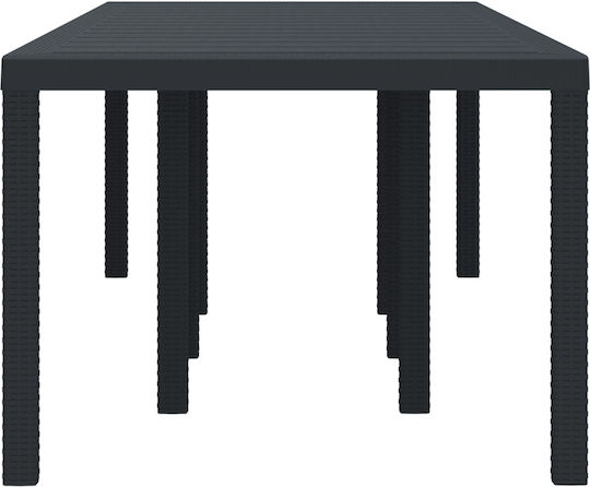 Τραπέζι Εξωτερικού Χώρου Rattan Ανθρακί 250x100x73εκ.
