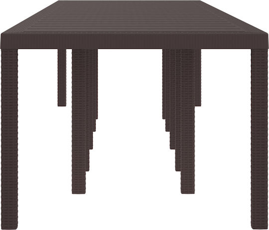 Outdoor Dinner Free Standing Rattan Table Brown 350x100x73cm