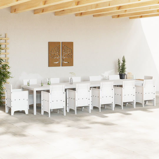 Τραπέζι Εξωτερικού Χώρου Rattan Λευκό 400x100x73εκ.