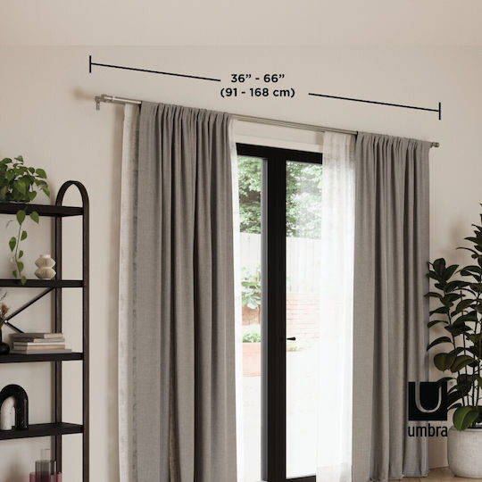 Umbra Μεταλλικό Κουρτινόξυλο Cappa Διπλό με Βέργα Φ25mm 168εκ. Nickel