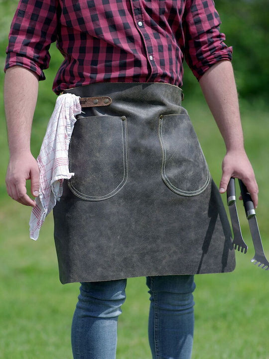 Feuermeister Premium Short Leather Grill Apron Feuermeister Antique Șorț de Bucătărie Gri 80x100cm 8751030203 1buc