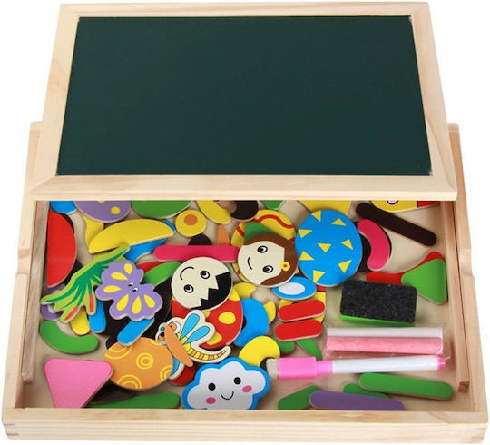 Jucărie Din Lemn Tablă Magnetică / Tablă Neagră Față și Spate 31x23cm