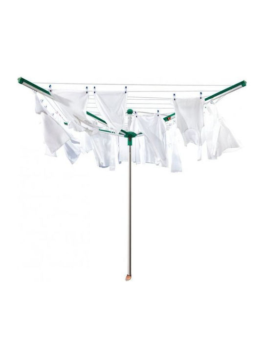 Leifheit Linomatic 500 Deluxe Metallic Folding Floor Clothes Drying Rack with Hanging Length 50m