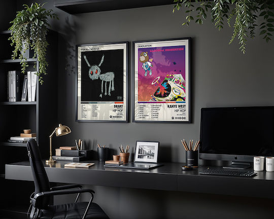 Music Poster Kanye West Graduation Ms071 21cm X 30cm Black Wooden Frame