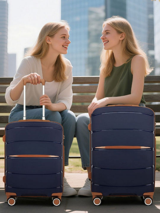 Miss Lulu Reisekoffer Kabine Marineblau und Braun mit 4 Räder Höhe 55cm