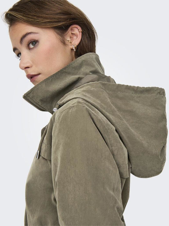 Μακρύ Γυναικείο Μπουφάν για Χειμώνα Grey / Stone Gray