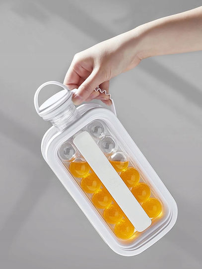 Formă De Gheață Rotundă Din Plastic Cu Capac Albă