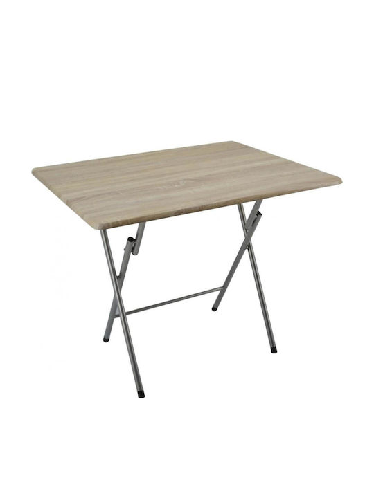 Table for Small Outdoor Spaces Foldable Wooden with Metal Frame Natural 90x70x71cm