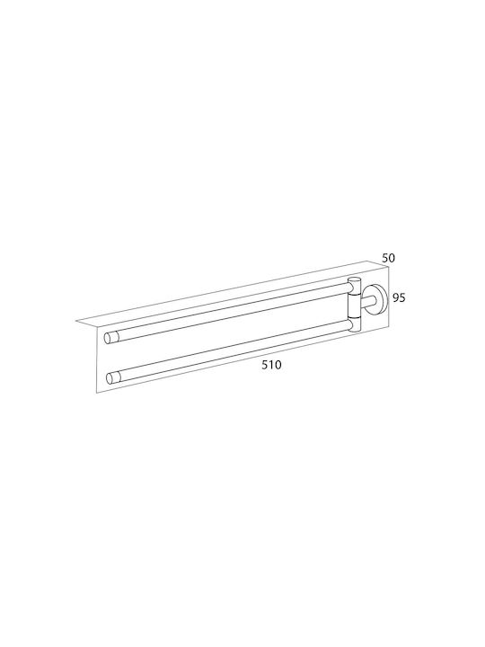 TIGER Double Wall-Mounted Bathroom Rail ​51x5cm Black