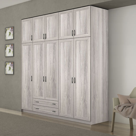 Πεντάφυλλη Ντουλάπα με Πατάρι 252x60x233cm Πεντάφυλλη Ντουλάπα με Πατάρι 252x60x233cm
