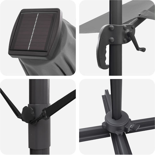 Hanging Aluminum Garden Parasol Grey 2.2x2.2xHeight 2.65m