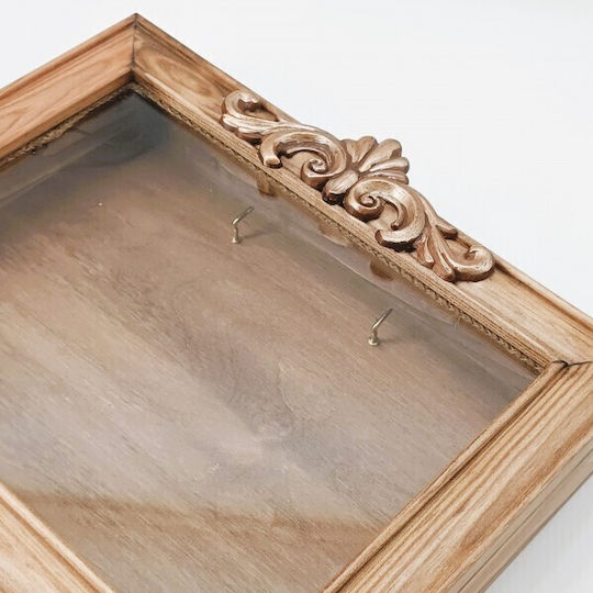 Korres Craft Tabletop Rectangle Wedding Crown Case / Photo Frame Wooden Gold 26.5x33cm