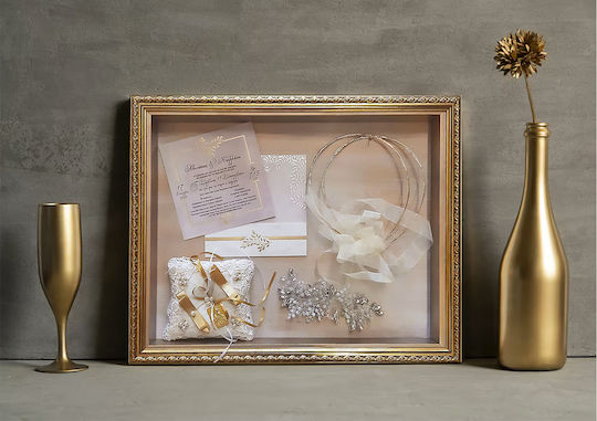 Hochzeitskronen-Etui Fotografierahmen Rechteck Gold 50x40εκ.