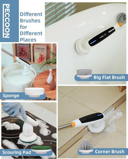Electric Cleaning Brush Bathroom Adjustable Handle White Adjustable Handle