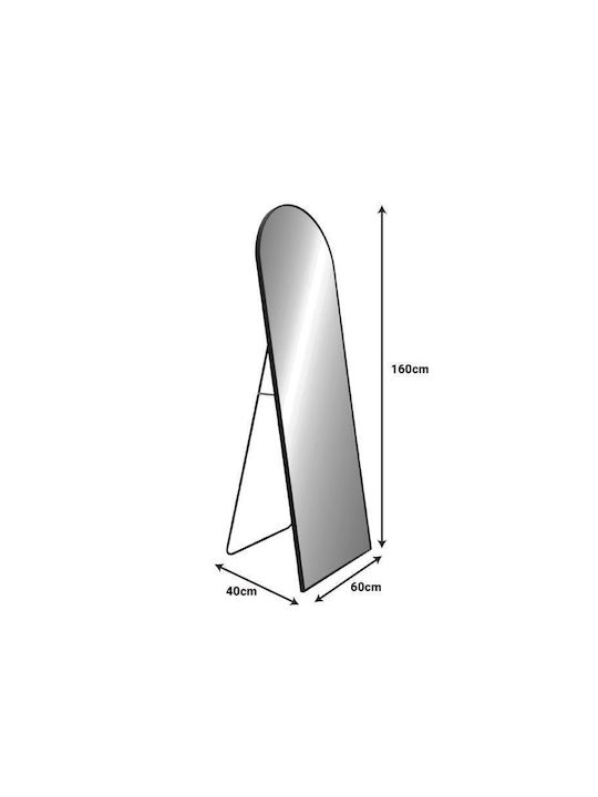 Inart Lorens Boden- oder Standspiegel mit Gewölbtem Aluminium Rahmen 160x60cm