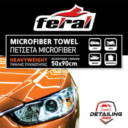 Πετσέτα Microfiber Feral Detailing Pro Heavyweight 50x90cm 1200gsm Πορτοκαλί 1 Τεμάχιο Universal Fεrαl