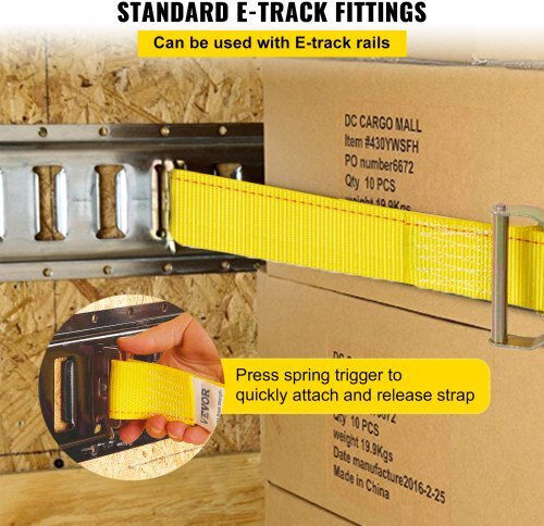Vevor E-Track Ratchet Straps 18 Pieces 15 Feet Tie-Down Kit for Cargo Van Truck Trailer