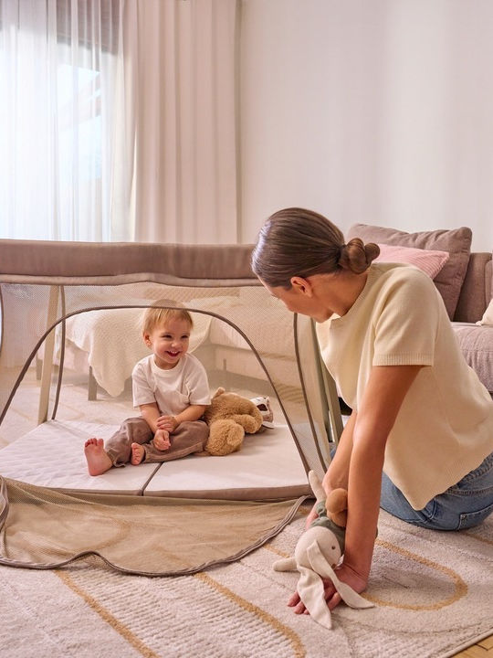 Lionelo Cradle-Park with Mattress and Wheels Beige