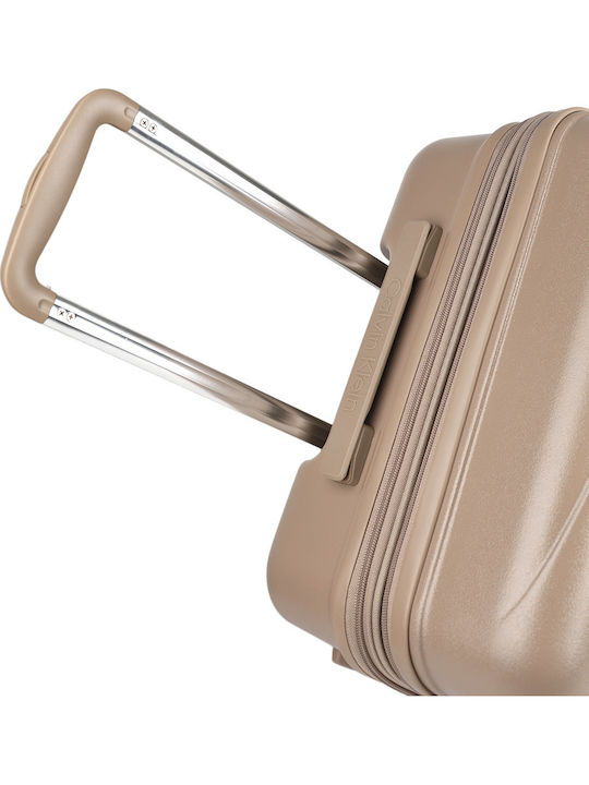 Calvin Klein New Light Μεγάλη Βαλίτσα Ταξιδίου Σκληρή Μπεζ με 4 Ρόδες