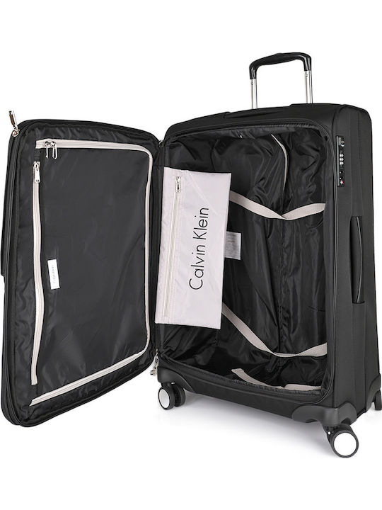 Calvin Klein Gala Valiză De Călătorie Medie Din Material Textil Neagră Cu 4 Roți Înălțime 66 Cm