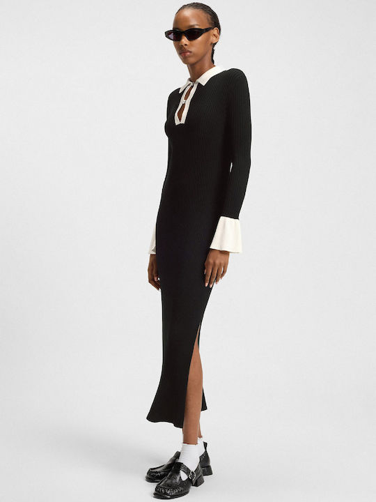 Sharry Midi Dress Long Sleeve Black